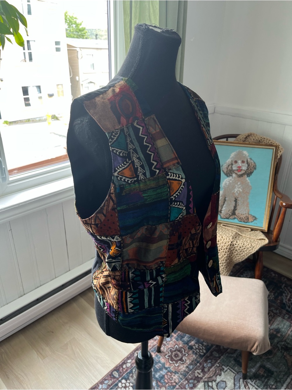 Women’s Vintage Corduroy Patchwork Multicolor Vest M